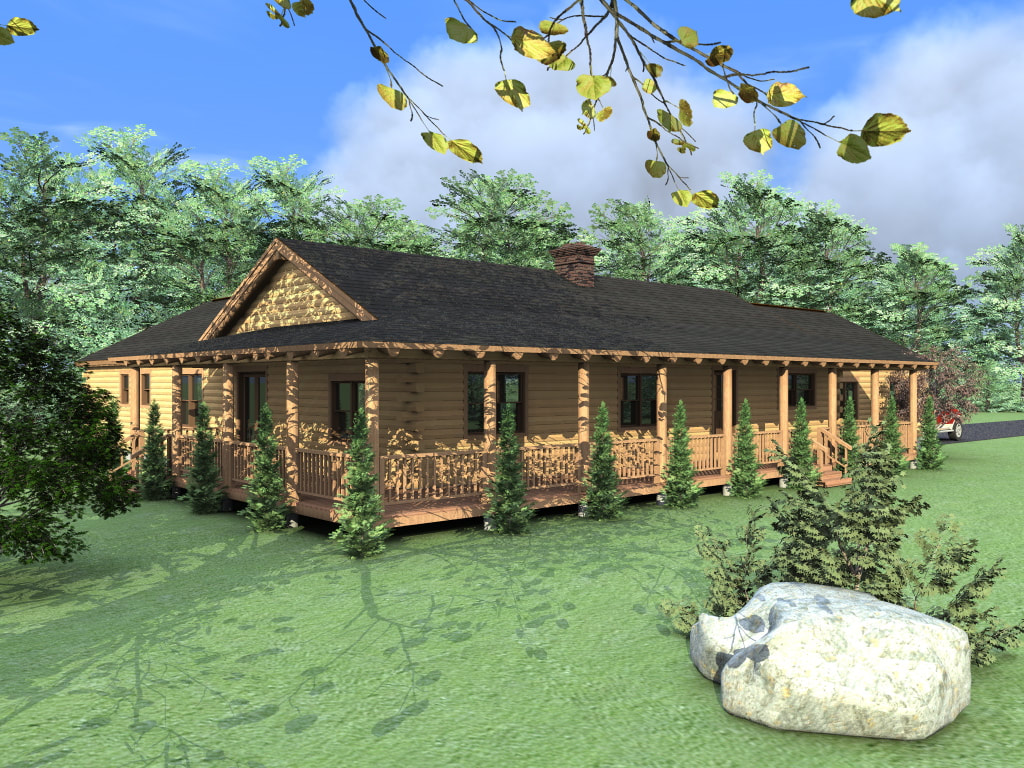 THE CHEYENNE (03W0002) Real Log Homes rendering