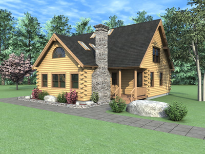 THE OZARK Real Log Homes rendering